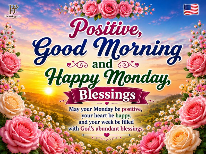 Positive, Good Morning and Happy Monday, Blessings
