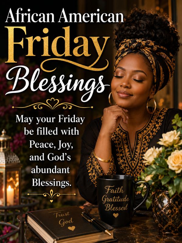 350+ African American Spiritual Friday Blessings & Prayers
African American Spiritual Friday Blessings are short, faith-filled prayers and messages shared to close the week with gratitude, peace, and hope. They draw on Black church tradition, Scripture, and family love.
Send them as texts, images, or GIFs on Friday morning to encourage loved ones and bring calm to your own weekend.
African American Friday Blessings Images And Quotes
African American Spiritual Friday Blessings look best with a soft sunrise image and one short line of prayer.
Pair a church steeple photo with this line: "Friday is here, and grace showed up first."
Post a coffee cup and Bible image. Add: "Start slow. God already went ahead of you."
Choose warm gold colors for your image. They match a hopeful Friday mood.
Share a family table photo with: "Bless this home and everyone who eats here."
Try an image of open hands with African American Spiritual Friday Blessings written in clear, bold text.
Add this quote to a sunset picture: "You made it through the week. Now rest in His care."
A praying hands photo needs only five words: "Thank You, Lord, for this week."
Use a quiet garden image with: "Peace grows where faith is planted."
Put this on a morning sky photo: "New mercy, new strength, new Friday."
Send African American Spiritual Friday Blessings with a family photo to remind loved ones they are not alone.
Try a choir robe photo with: "Your praise is louder than your worries."
A simple quote works best: "Friday is a gift. Open it slowly."
Share an image of a porch swing with: "Sit down. Breathe. God has the rest."
Add a Bible page image with one highlighted line and one sentence of thanks.
Use African American Spiritual Friday Blessings on a Facebook cover photo to greet friends every weekend.
Pick clear fonts. Big letters are easy to read on a small phone screen.
Try this line on a river image: "Let go of the week. Let God carry it."
Add a smiling photo of your mother or grandmother with: "Her prayers still cover me."
Post a blue sky image with: "Today, I choose peace over pressure."
African American Spiritual Friday Blessings feel warmer when you tag the person you are praying for.
Use a candle image with: "Light one small prayer for someone you love."
Share a Sunday-best hat image with: "Dress your spirit in gratitude this Friday."
Use quilt-pattern backgrounds to honor family heritage and patient faith.
Add a simple woven border to your blessing image. Keep it respectful and clean.
Try a photo of a cross at dawn with African American Spiritual Friday Blessings in the caption.
Write this on a rainy window photo: "Even storms answer to God."
Post a Friday-night dinner plate with: "Thank You for food, family, and rest."
Use a tall tree image with: "Deep roots, strong faith, free spirit."
Add your own short prayer to any image. Personal words feel real.
African American Spiritual Friday Blessings images work well in family group chats on Friday morning.
Share a photo of a handwritten note with: "Someone prayed for you today. It was me."
Use a starry night photo with: "Rest well. Heaven keeps watch."
Keep images clean. One photo and one line beat a crowded design.
Save your favorite blessing images in a folder so you can share them fast each week.
African American Friday Blessings GIF
African American Spiritual Friday Blessings GIFs work best when the loop is slow and the text is short.
Choose a GIF of soft golden light. Add: "Friday blessings, poured out."
Try a praying hands loop with the words: "Covered again."
A glowing cross GIF can carry one line: "Peace be with you."
Use a rising sunrise GIF for a morning message: "Rise and give thanks."
Send African American Spiritual Friday Blessings as a GIF when a long text feels too heavy.
Try a dancing joy GIF with: "Friday came, and grace came with it."
Pick a gentle bird GIF with: "Fly light this weekend."
Add a floating hearts GIF for family chats. Write: "Loved and prayed for."
Use a steaming coffee GIF with: "Sip slow. Pray slow."
Keep every GIF under five seconds. Short loops load faster on phones.
Send a church bell GIF with: "Joy is ringing today."
Use a sparkling water GIF with: "Let peace flow through you."
Try a candle flicker GIF with: "Still small light, still enough."
African American Spiritual Friday Blessings GIFs make a tiny gift for coworkers on a busy day.
Choose a rain-turns-to-sunshine GIF with: "Your storm is passing."
Add a falling petals GIF and write: "Blessings are landing on you."
Send a clapping hands GIF to celebrate a friend who finished a hard week.
Use a sunrise GIF with: "Mercy is new every morning."
Try a heartbeat line GIF with: "God is closer than your next breath."
African American Spiritual Friday Blessings feel personal when you add the receiver's name to the GIF.
Post a butterfly GIF with: "Change is coming, and it is good."
Use a cozy blanket GIF with: "Rest is holy too."
Send a shining star GIF to a friend who needs hope tonight.
Choose a sunflower GIF with: "Turn your face to the light."
African American Spiritual Friday Blessings GIFs are simple to share on WhatsApp, Facebook, and text.
Try an open Bible GIF with: "His word is my Friday."
Add a gentle wave GIF with: "Let God wash the week away."
Use a hug GIF for grieving family members. Write: "Held in prayer today."
Pick a smiling sunrise GIF for teens with: "Your future is bright."
African American Spiritual Friday Blessings GIFs should feel warm, kind, and respectful.
Avoid flashing lights. Choose calm, slow motion for easy viewing.
Send a thank-you GIF to your pastor or choir leader after a good week.
Match the GIF mood to the message. Calm words need calm motion.
Save a few favorite GIFs on your phone for quick Friday greetings.
Happy Friday Black Woman Images And Quotes
Happy Friday to the Black woman who carried much and still showed up with grace.
African American Spiritual Friday Blessings for women should honor strength, rest, and joy together.
Sister, your prayers are not small. Heaven hears every one.
Post a photo of a woman in prayer with: "She rose, she prayed, she thrived."
Queen, put down the weight today. Friday is for rest.
You are strong. You are also allowed to be tired and cared for.
Share an image of a woman in a church hat with: "Crowned in faith, dressed in grace."
Happy Friday to the mothers who prayed us through every hard season.
To the woman working two jobs and still praising: God sees your effort.
African American Spiritual Friday Blessings lift a woman's spirit when the week felt long.
Use a bright yellow background for your image. Yellow feels like joy.
May your Friday feel soft, safe, and full of good laughter.
Your voice matters. Speak it with kindness and courage today.
Post a warm smile photo with: "Beautiful exactly as God made you."
Happy Friday to the grandmothers whose wisdom still lights up our homes.
Sister, your peace is worth protecting. Say no without guilt today.
Share this line with a friend: "I am proud of how you kept going."
African American Spiritual Friday Blessings remind every woman that her worth is not earned by work.
Add a soft floral border to your image. It suits a gentle Friday message.
To the woman starting over: this Friday is a fresh page.
May your table be full and your heart be lighter tonight.
Send a photo of two friends laughing with: "Sisterhood is a blessing."
Happy Friday to the nurse, teacher, and cashier who served others all week.
You do not have to hold it all together. God holds you.
Try this line: "Her faith is quiet, but heaven hears it loud."
African American Spiritual Friday Blessings can be a small hug you send to a tired friend.
Choose images with real, smiling women. Real joy connects best.
Whisper this tonight: "I did enough. I am enough."
May every seed you planted this week grow in due time.
Happy Friday to the woman building a business with prayer and patience.
African American Spiritual Friday Blessings for women can end with one clear prayer for rest.
Sister, celebrate small wins. They are still wins.
Post a tea and journal image with: "Tonight, I rest."
Wear your joy out loud this weekend. You earned it.
Tag a woman who prays for others. Bless her back today.
African American Friday Quotes
Friday is proof that you kept going.
Our ancestors prayed for days like this one. Enjoy it.
African American Spiritual Friday Blessings turn a plain day into a holy pause.
Faith walks with us from Monday to Friday.
Community is the porch where we rest together.
We come from people who sang through hard times. We can hold our peace too.
Gratitude on Friday is a family habit worth keeping.
Do not rush past today. It is a gift.
Friday tastes better when shared with people you love.
Rest is not lazy. It is part of the plan.
African American Spiritual Friday Blessings connect today's prayers to yesterday's courage.
The church taught us to sing our way to hope.
A kind word on Friday can carry a person through the weekend.
Legacy is built in small, faithful days.
Let joy be your protest and your prayer.
Break bread, share laughter, and tell the old stories again.
Every Friday is a chance to say thank you out loud.
You are a living answer to someone's old prayer.
African American Spiritual Friday Blessings remind us that hope is a family inheritance.
Hard weeks do not have the final word.
Friday is for gratitude, good music, and good company.
Lean on your people. They are part of your blessing.
Faith and rhythm go together. Let your soul move to it.
Walk into the weekend with your head up and your heart open.
What you plant in prayer, you harvest in peace.
Teach the young ones to give thanks. It will follow them for life.
African American Spiritual Friday Blessings are best when you share them out loud with someone.
Slow down. The Lord is not in a hurry, and neither are you.
Friday is a small Sabbath for a tired soul.
May your home be full of songs and low on stress.
Honor the elders who showed you how to pray.
Your story is still being written. Write it with faith.
Let go of what you cannot fix. Trust the One who can.
Good things grow in grateful hearts.
Say it plain: "Thank You, Lord. We made it."
Black Woman Friday Quotes
She is calm on the outside because she prayed on the inside.
Black woman, you are worthy of rest and honored for your work.
African American Spiritual Friday Blessings remind her that she is deeply loved.
She turns hard days into wisdom and wisdom into light.
Let your Friday be gentle. You have been strong enough.
A woman of faith carries hope even when the room is loud.
Your grace is not weakness. It is power with good manners.
She rises, she builds, she blesses, and she rests.
Friday belongs to the woman who kept the family going.
Your ancestors' strength lives in your steady steps.
African American Spiritual Friday Blessings encourage her to choose joy without guilt.
Say it with me: "I am chosen, capable, and cared for."
A Black woman's prayer can move mountains and mend homes.
Your laughter is medicine for the people around you.
She does not need to earn her rest. It is already hers.
Walk into the weekend like the royalty you are.
She is soft and strong at the same time.
May God guard your heart as carefully as you guard others.
African American Spiritual Friday Blessings can remind her to breathe and pray before she plans.
Your beauty is more than how you look. It is your light.
She keeps her faith when the news is heavy.
Speak kindly to yourself today. You are still growing.
Every dream she holds is a seed of God's promise.
Sister, your circle can be your calm. Call one friend today.
She dresses in courage and wears a smile on top.
Your presence changes the room. Thank you for showing up.
African American Spiritual Friday Blessings tell her she was never alone this week.
Healing takes time. Give yourself all the time you need.
She prays big prayers and takes small steps.
Your worth is settled. No weekday can change it.
May Friday bring you laughter, music, and long naps.
Behind every strong woman is a God who gave her strength.
You are the answer to someone's prayer today.
Rest now. Tomorrow will meet you with mercy.
Blessed is the woman who trusts her God and her own voice.
African American Friday Blessings
May your Friday open with peace and close with joy.
African American Spiritual Friday Blessings begin with thanks for the week that has passed.
May every worry you carry today be lighter by evening.
May your family gather safely and laugh easily this weekend.
May God bless your work and bless your rest.
May the ones you love feel your prayers today.
May doors open that no person can shut.
African American Friday blessings can be short, sweet, and full of love.
May your home be filled with kindness and steady faith.
May your car, your road, and your travel be safe.
May you forgive what needs forgiving and keep what needs keeping.
May this Friday bring the good news you have waited for.
May your health be strong and your spirit be light.
May your bills be paid and your peace be steady.
African American Spiritual Friday Blessings are a way to speak good things over the people we love.
May you feel God near when the room is quiet.
May your children walk in wisdom and wonder.
May new friends and old friends both find you.
May the church you love keep its doors and hearts open.
May old quarrels soften and new bridges stand.
May tonight's supper be warm and your company be kind.
May the elders in your life feel honored and cared for.
African American Spiritual Friday Blessings can be said at the dinner table before the meal.
May your tired hands be strengthened and your tired mind be still.
May every small kindness you gave return to you.
May you sleep deeply and wake up grateful tomorrow.
May your dreams feel possible again.
May the music you love lift your mood this evening.
May the community around you stay safe and strong.
African American Spiritual Friday Blessings are strongest when they come from a sincere heart.
May you find courage to start what you have delayed.
May God bless the hands that cooked, cleaned, taught, and built this week.
May your weekend be slow enough to notice the good.
May you feel the arms of heaven around you tonight.
Go in peace, and may this blessing follow you home.
African American Spiritual Friday Blessings Quotes
African American Spiritual Friday Blessings quotes connect faith, family, and freedom in one short line.
"Lord, thank You for carrying me when I could not carry myself."
African American Spiritual Friday Blessings quotes are made to be read slowly and shared warmly.
"Grace met me on Monday and never left my side."
"My faith is older than my worries."
African American Spiritual Friday Blessings quote: "I made it, and God made a way."
"Every song my elders sang still teaches me to trust."
"Friday is a holy exhale."
African American Spiritual Friday Blessings quotes can be used as captions, cards, or text messages.
"I will not be shaken. I am held."
"Let the same God who opened Monday close Friday with peace."
African American Spiritual Friday Blessings quotes bring old faith into a new week.
"Praise is my armor and prayer is my home."
"The week bent me, but it did not break me."
African American Spiritual Friday Blessings quote for peace: "Be still, and let heaven speak."
"I carry a legacy of hope in my bones."
"Thank You for another chapter, Lord."
African American Spiritual Friday Blessings quotes are gentle reminders that you are not alone.
"Where I was weary, You were near."
"My cup is full, and my heart is grateful."
"Faith does not remove storms. It teaches you to sing inside them."
African American Spiritual Friday Blessings quotes give a tired heart a place to land.
"Freedom begins in a heart that trusts God."
"Today I lay my burdens at Your feet."
African American Spiritual Friday Blessings quotes work well before a Friday night service or prayer call.
"I am blessed to be a blessing."
"My ancestors hoped. I hope too."
"The Lord will finish what He started in me."
African American Spiritual Friday Blessings quotes can be read aloud with your family.
"Let every Friday be a small testimony."
"I rest in what God has already done."
African American Spiritual Friday Blessings quotes turn quick scrolling into a quiet prayer moment.
"The end of the week is the start of thanks."
"Here I stand, grateful, held, and free."
"May all who read these words feel peace."
African American Spiritual Friday Blessings Images And Quotes
African American Spiritual Friday Blessings images and quotes are easy to make on a free design app.
Pair a cross silhouette with: "By His grace, I made it."
Use an open field at dawn with: "Freedom sings in a grateful heart."
African American Spiritual Friday Blessings images look strong in deep purple and gold.
Try a church window image with: "Light pours through faithful people."
Add a praying elder photo with: "Their knees bent so our backs could straighten."
African American Spiritual Friday Blessings images can nod to the spirituals sung by enslaved ancestors.
Put a candle photo with: "Prayer is a light that never runs out."
Show a dove image with: "Peace has wings this Friday."
African American Spiritual Friday Blessings images glow with warm sunrise shades of orange and pink.
Use a mountain photo with: "Speak to your mountain. Then walk on."
Add a Bible and coffee image with: "Word first, world later."
African American Spiritual Friday Blessings images can be saved and forwarded to friends who need hope.
Write on a river photo: "Let grace wash over the week."
Choose real photos over stock when you can. Real faces feel warmer.
Use a hymnal picture with: "Sing it once more. It still works."
African American Spiritual Friday Blessings images can show a family walking home from church.
Add a lamp image with: "God's word lights the next step."
Use a sunset with: "This week is finished. God is not."
African American Spiritual Friday Blessings images need a clear, readable font.
Post a photo of hands joined in a circle with: "We pray better together."
Use a bridge image with: "God carried me across."
Add a wheat field image with: "Harvest is coming. Keep believing."
African American Spiritual Friday Blessings images should credit the photographer when possible.
Show a dawn road image with: "Walk on. He walks with you."
Try a family photo with: "In this house, we serve the Lord."
Use black and white photos of elders with warm gold text for a heritage feel.
African American Spiritual Friday Blessings images can end with a small "Amen" in the corner.
Show a peaceful lake with: "Stillness is also a prayer."
Add a shining door image with: "Favor is opening doors for you."
African American Spiritual Friday Blessings images suit Pinterest pins and WhatsApp status updates.
Choose a photo of your local church for a personal touch.
Write "You are covered" over a quilt photo, a nod to the care of family.
African American Spiritual Friday Blessings images can be printed and hung near the front door.
Keep the message short. One idea per image is enough.
African American Spiritual Friday Blessings GIF
African American Spiritual Friday Blessings GIFs bring gentle movement to a simple prayer.
Use a glowing cross GIF with: "Peace to your house."
Try a dove GIF flying across a sunset sky with: "Peace is on the way."
African American Spiritual Friday Blessings GIFs can carry a hopeful line inspired by the spirituals.
Pick a praying hands GIF with soft gold sparkles and the words "Amen, Friday."
Add a shining door GIF with: "A new door is opening."
African American Spiritual Friday Blessings GIFs are perfect for a pastor's Friday text to the congregation.
Send a candle GIF with: "Praying for you tonight."
Use a moving wheat field GIF with: "The harvest is near."
Try an open Bible GIF with page-turn motion and the words "Read, rest, rejoice."
African American Spiritual Friday Blessings GIFs feel special when the loop matches the mood of the words.
Choose a choir GIF with: "Sing it out, Friday."
Show a sunrise GIF with: "His mercy is new."
Add a gently falling star GIF with: "Make a prayer and let it go."
African American Spiritual Friday Blessings GIFs should stay simple. Too much motion hides the message.
Send a hug GIF with: "Wrapped in prayer."
Use a bridge GIF with: "You are crossing over."
Try a butterfly GIF with: "Grace is changing you."
African American Spiritual Friday Blessings GIFs can brighten church group chats and prayer lines.
Show a slow ocean wave GIF with: "His love is deeper than the week."
Add a warm-light window GIF with: "Come home to rest."
Use a heart-and-cross GIF for a friend in a hard season.
African American Spiritual Friday Blessings GIFs should always come with kind, sincere words.
Send a heaven-bound thumbs-up GIF with: "Thank You, Lord."
Try a rainbow GIF with: "Promises keep their color."
Choose a gentle clapping GIF with: "Praise break time."
African American Spiritual Friday Blessings GIFs are easy to save from the GIF keyboard on your phone.
Use a growing plant GIF with: "Keep growing in grace."
Add a mountain sunrise GIF with: "The climb is worth it."
African American Spiritual Friday Blessings GIFs help long-distance families feel close.
Send a peaceful lake GIF with: "Be still."
Try a lantern GIF with: "Carry light into the weekend."
Add a slow snowfall GIF for winter Fridays with: "Quiet blessings falling."
African American Spiritual Friday Blessings GIFs pair best with one Bible verse reference.
Test the GIF before sending. Make sure it loads and looks clear.
African American Spiritual Friday Blessings Bible Verses
Strength For A Long Week
Psalm 118:24 God made this day, so rejoice in it. It is a favorite pick for African American Spiritual Friday Blessings.
Philippians 4:13 Christ gives you strength for every task.
Isaiah 40:31 Those who wait on the Lord get new strength.
Joshua 1:9 Be brave. God is with you everywhere. Add it to African American Spiritual Friday Blessings for a friend starting something new.
Nehemiah 8:10 The joy of the Lord makes you strong.
Psalm 46:1 God is a refuge and a quick help in trouble.
Isaiah 41:10 Do not fear. God holds you up.
Psalm 28:7 The Lord is your strength and shield. Use it in African American Spiritual Friday Blessings for hard workweeks.
Deuteronomy 31:6 God will not leave you or forsake you.
2 Corinthians 12:9 His grace is enough when you feel weak.
Psalm 27:1 The Lord is your light, so fear has no place.
Exodus 15:2 The Lord is your strength and your song.
Peace For A Weary Heart
John 14:27 Jesus leaves His peace with you. African American Spiritual Friday Blessings can begin with this promise.
Philippians 4:6-7 Pray about everything, and God's peace will guard your heart.
Psalm 29:11 The Lord blesses His people with peace.
Isaiah 26:3 God keeps in perfect peace the mind that trusts Him.
Psalm 23:1 The Lord is your shepherd, so you lack nothing. Pair it with African American Spiritual Friday Blessings for elders.
Numbers 6:24-26 The Lord bless you and keep you. It makes a fine closing line.
Matthew 11:28 Come to Jesus, all who are weary, and find rest.
Psalm 4:8 You can lie down and sleep in peace.
Colossians 3:15 Let Christ's peace rule your heart.
Psalm 121:1-2 Your help comes from the Lord who made heaven and earth.
Proverbs 3:5-6 Trust the Lord fully, and He will guide your path.
Gratitude And Hope For The Weekend
Jeremiah 29:11 God has plans for your welfare and your hope. It fits African American Spiritual Friday Blessings for graduates and job seekers.
Lamentations 3:22-23 His mercies are new every morning.
Psalm 107:1 Give thanks to the Lord. He is good, and His love lasts.
Romans 8:28 God works all things for good for those who love Him.
Psalm 30:5 Weeping may last a night, but joy comes in the morning. Use it in African American Spiritual Friday Blessings for grieving friends.
1 Thessalonians 5:18 Give thanks in every situation.
Romans 15:13 May the God of hope fill you with joy and peace.
Psalm 34:8 Taste and see that the Lord is good.
James 1:17 Every good gift comes from above. Read it in African American Spiritual Friday Blessings at the dinner table.
Psalm 100:4 Enter His gates with thanks and His courts with praise.
Ephesians 3:20 God can do more than we ask or imagine.
Psalm 136:1 Give thanks to the Lord. His love endures forever.
FAQs
What are African American Spiritual Friday Blessings?
African American Spiritual Friday Blessings are faith-based prayers, quotes, and messages shared at the end of the week. They grow from Black church tradition and Scripture. The Library of Congress describes spirituals as religious folk songs tied to enslaved Africans in the American South, and many blessings carry that same hope.
Why do people share Friday blessings?
People share them to give thanks, offer comfort, and encourage others before the weekend. A short blessing can lift a tired friend. It also helps the sender pause and reflect.
What is the best time to send a Friday blessing?
Friday morning is the most popular time. A morning message sets a hopeful tone for the day. You can also send one in the evening as a prayer for rest.
Which Bible verses are popular for Friday blessings?
Psalm 118:24, Philippians 4:13, Jeremiah 29:11, and Lamentations 3:22-23 are common choices. They speak about gratitude, strength, hope, and daily mercy.
Can I share Friday blessing images and GIFs on social media?
Yes. Share them on Facebook, Instagram, Pinterest, or WhatsApp. Use your own photos or free-to-use images, keep the text short, and add a kind personal note.
How can I write my own Friday blessing?
Start with one thing you are thankful for. Add one hope for the reader. End with a short prayer or a Bible verse. Keep it simple and sincere.
Conclusion
African American Spiritual Friday Blessings offer a simple way to end the week with thanks, peace, and hope.
You now have 350+ blessings, quotes, images, GIF ideas, and Bible verses to use anywhere. Pick one today, send it to someone you love, and share the light.
350+ African American Spiritual Friday Blessings & Prayers
African American Spiritual Friday Blessings are short, faith-filled prayers and messages shared to close the week with gratitude, peace, and hope. They draw on Black church tradition, Scripture, and family love.
Send them as texts, images, or GIFs on Friday morning to encourage loved ones and bring calm to your own weekend.
African American Friday Blessings Images And Quotes
African American Spiritual Friday Blessings look best with a soft sunrise image and one short line of prayer.
Pair a church steeple photo with this line: "Friday is here, and grace showed up first."
Post a coffee cup and Bible image. Add: "Start slow. God already went ahead of you."
Choose warm gold colors for your image. They match a hopeful Friday mood.
Share a family table photo with: "Bless this home and everyone who eats here."
Try an image of open hands with African American Spiritual Friday Blessings written in clear, bold text.
Add this quote to a sunset picture: "You made it through the week. Now rest in His care."
A praying hands photo needs only five words: "Thank You, Lord, for this week."
Use a quiet garden image with: "Peace grows where faith is planted."
Put this on a morning sky photo: "New mercy, new strength, new Friday."
Send African American Spiritual Friday Blessings with a family photo to remind loved ones they are not alone.
Try a choir robe photo with: "Your praise is louder than your worries."
A simple quote works best: "Friday is a gift. Open it slowly."
Share an image of a porch swing with: "Sit down. Breathe. God has the rest."
Add a Bible page image with one highlighted line and one sentence of thanks.
Use African American Spiritual Friday Blessings on a Facebook cover photo to greet friends every weekend.
Pick clear fonts. Big letters are easy to read on a small phone screen.
Try this line on a river image: "Let go of the week. Let God carry it."
Add a smiling photo of your mother or grandmother with: "Her prayers still cover me."
Post a blue sky image with: "Today, I choose peace over pressure."
African American Spiritual Friday Blessings feel warmer when you tag the person you are praying for.
Use a candle image with: "Light one small prayer for someone you love."
Share a Sunday-best hat image with: "Dress your spirit in gratitude this Friday."
Use quilt-pattern backgrounds to honor family heritage and patient faith.
Add a simple woven border to your blessing image. Keep it respectful and clean.
Try a photo of a cross at dawn with African American Spiritual Friday Blessings in the caption.
Write this on a rainy window photo: "Even storms answer to God."
Post a Friday-night dinner plate with: "Thank You for food, family, and rest."
Use a tall tree image with: "Deep roots, strong faith, free spirit."
Add your own short prayer to any image. Personal words feel real.
African American Spiritual Friday Blessings images work well in family group chats on Friday morning.
Share a photo of a handwritten note with: "Someone prayed for you today. It was me."
Use a starry night photo with: "Rest well. Heaven keeps watch."
Keep images clean. One photo and one line beat a crowded design.
Save your favorite blessing images in a folder so you can share them fast each week.
African American Friday Blessings GIF
African American Spiritual Friday Blessings GIFs work best when the loop is slow and the text is short.
Choose a GIF of soft golden light. Add: "Friday blessings, poured out."
Try a praying hands loop with the words: "Covered again."
A glowing cross GIF can carry one line: "Peace be with you."
Use a rising sunrise GIF for a morning message: "Rise and give thanks."
Send African American Spiritual Friday Blessings as a GIF when a long text feels too heavy.
Try a dancing joy GIF with: "Friday came, and grace came with it."
Pick a gentle bird GIF with: "Fly light this weekend."
Add a floating hearts GIF for family chats. Write: "Loved and prayed for."
Use a steaming coffee GIF with: "Sip slow. Pray slow."
Keep every GIF under five seconds. Short loops load faster on phones.
Send a church bell GIF with: "Joy is ringing today."
Use a sparkling water GIF with: "Let peace flow through you."
Try a candle flicker GIF with: "Still small light, still enough."
African American Spiritual Friday Blessings GIFs make a tiny gift for coworkers on a busy day.
Choose a rain-turns-to-sunshine GIF with: "Your storm is passing."
Add a falling petals GIF and write: "Blessings are landing on you."
Send a clapping hands GIF to celebrate a friend who finished a hard week.
Use a sunrise GIF with: "Mercy is new every morning."
Try a heartbeat line GIF with: "God is closer than your next breath."
African American Spiritual Friday Blessings feel personal when you add the receiver's name to the GIF.
Post a butterfly GIF with: "Change is coming, and it is good."
Use a cozy blanket GIF with: "Rest is holy too."
Send a shining star GIF to a friend who needs hope tonight.
Choose a sunflower GIF with: "Turn your face to the light."
African American Spiritual Friday Blessings GIFs are simple to share on WhatsApp, Facebook, and text.
Try an open Bible GIF with: "His word is my Friday."
Add a gentle wave GIF with: "Let God wash the week away."
Use a hug GIF for grieving family members. Write: "Held in prayer today."
Pick a smiling sunrise GIF for teens with: "Your future is bright."
African American Spiritual Friday Blessings GIFs should feel warm, kind, and respectful.
Avoid flashing lights. Choose calm, slow motion for easy viewing.
Send a thank-you GIF to your pastor or choir leader after a good week.
Match the GIF mood to the message. Calm words need calm motion.
Save a few favorite GIFs on your phone for quick Friday greetings.
Happy Friday Black Woman Images And Quotes
Happy Friday to the Black woman who carried much and still showed up with grace.
African American Spiritual Friday Blessings for women should honor strength, rest, and joy together.
Sister, your prayers are not small. Heaven hears every one.
Post a photo of a woman in prayer with: "She rose, she prayed, she thrived."
Queen, put down the weight today. Friday is for rest.
You are strong. You are also allowed to be tired and cared for.
Share an image of a woman in a church hat with: "Crowned in faith, dressed in grace."
Happy Friday to the mothers who prayed us through every hard season.
To the woman working two jobs and still praising: God sees your effort.
African American Spiritual Friday Blessings lift a woman's spirit when the week felt long.
Use a bright yellow background for your image. Yellow feels like joy.
May your Friday feel soft, safe, and full of good laughter.
Your voice matters. Speak it with kindness and courage today.
Post a warm smile photo with: "Beautiful exactly as God made you."
Happy Friday to the grandmothers whose wisdom still lights up our homes.
Sister, your peace is worth protecting. Say no without guilt today.
Share this line with a friend: "I am proud of how you kept going."
African American Spiritual Friday Blessings remind every woman that her worth is not earned by work.
Add a soft floral border to your image. It suits a gentle Friday message.
To the woman starting over: this Friday is a fresh page.
May your table be full and your heart be lighter tonight.
Send a photo of two friends laughing with: "Sisterhood is a blessing."
Happy Friday to the nurse, teacher, and cashier who served others all week.
You do not have to hold it all together. God holds you.
Try this line: "Her faith is quiet, but heaven hears it loud."
African American Spiritual Friday Blessings can be a small hug you send to a tired friend.
Choose images with real, smiling women. Real joy connects best.
Whisper this tonight: "I did enough. I am enough."
May every seed you planted this week grow in due time.
Happy Friday to the woman building a business with prayer and patience.
African American Spiritual Friday Blessings for women can end with one clear prayer for rest.
Sister, celebrate small wins. They are still wins.
Post a tea and journal image with: "Tonight, I rest."
Wear your joy out loud this weekend. You earned it.
Tag a woman who prays for others. Bless her back today.
African American Friday Quotes
Friday is proof that you kept going.
Our ancestors prayed for days like this one. Enjoy it.
African American Spiritual Friday Blessings turn a plain day into a holy pause.
Faith walks with us from Monday to Friday.
Community is the porch where we rest together.
We come from people who sang through hard times. We can hold our peace too.
Gratitude on Friday is a family habit worth keeping.
Do not rush past today. It is a gift.
Friday tastes better when shared with people you love.
Rest is not lazy. It is part of the plan.
African American Spiritual Friday Blessings connect today's prayers to yesterday's courage.
The church taught us to sing our way to hope.
A kind word on Friday can carry a person through the weekend.
Legacy is built in small, faithful days.
Let joy be your protest and your prayer.
Break bread, share laughter, and tell the old stories again.
Every Friday is a chance to say thank you out loud.
You are a living answer to someone's old prayer.
African American Spiritual Friday Blessings remind us that hope is a family inheritance.
Hard weeks do not have the final word.
Friday is for gratitude, good music, and good company.
Lean on your people. They are part of your blessing.
Faith and rhythm go together. Let your soul move to it.
Walk into the weekend with your head up and your heart open.
What you plant in prayer, you harvest in peace.
Teach the young ones to give thanks. It will follow them for life.
African American Spiritual Friday Blessings are best when you share them out loud with someone.
Slow down. The Lord is not in a hurry, and neither are you.
Friday is a small Sabbath for a tired soul.
May your home be full of songs and low on stress.
Honor the elders who showed you how to pray.
Your story is still being written. Write it with faith.
Let go of what you cannot fix. Trust the One who can.
Good things grow in grateful hearts.
Say it plain: "Thank You, Lord. We made it."
Black Woman Friday Quotes
She is calm on the outside because she prayed on the inside.
Black woman, you are worthy of rest and honored for your work.
African American Spiritual Friday Blessings remind her that she is deeply loved.
She turns hard days into wisdom and wisdom into light.
Let your Friday be gentle. You have been strong enough.
A woman of faith carries hope even when the room is loud.
Your grace is not weakness. It is power with good manners.
She rises, she builds, she blesses, and she rests.
Friday belongs to the woman who kept the family going.
Your ancestors' strength lives in your steady steps.
African American Spiritual Friday Blessings encourage her to choose joy without guilt.
Say it with me: "I am chosen, capable, and cared for."
A Black woman's prayer can move mountains and mend homes.
Your laughter is medicine for the people around you.
She does not need to earn her rest. It is already hers.
Walk into the weekend like the royalty you are.
She is soft and strong at the same time.
May God guard your heart as carefully as you guard others.
African American Spiritual Friday Blessings can remind her to breathe and pray before she plans.
Your beauty is more than how you look. It is your light.
She keeps her faith when the news is heavy.
Speak kindly to yourself today. You are still growing.
Every dream she holds is a seed of God's promise.
Sister, your circle can be your calm. Call one friend today.
She dresses in courage and wears a smile on top.
Your presence changes the room. Thank you for showing up.
African American Spiritual Friday Blessings tell her she was never alone this week.
Healing takes time. Give yourself all the time you need.
She prays big prayers and takes small steps.
Your worth is settled. No weekday can change it.
May Friday bring you laughter, music, and long naps.
Behind every strong woman is a God who gave her strength.
You are the answer to someone's prayer today.
Rest now. Tomorrow will meet you with mercy.
Blessed is the woman who trusts her God and her own voice.
African American Friday Blessings
May your Friday open with peace and close with joy.
African American Spiritual Friday Blessings begin with thanks for the week that has passed.
May every worry you carry today be lighter by evening.
May your family gather safely and laugh easily this weekend.
May God bless your work and bless your rest.
May the ones you love feel your prayers today.
May doors open that no person can shut.
African American Friday blessings can be short, sweet, and full of love.
May your home be filled with kindness and steady faith.
May your car, your road, and your travel be safe.
May you forgive what needs forgiving and keep what needs keeping.
May this Friday bring the good news you have waited for.
May your health be strong and your spirit be light.
May your bills be paid and your peace be steady.
African American Spiritual Friday Blessings are a way to speak good things over the people we love.
May you feel God near when the room is quiet.
May your children walk in wisdom and wonder.
May new friends and old friends both find you.
May the church you love keep its doors and hearts open.
May old quarrels soften and new bridges stand.
May tonight's supper be warm and your company be kind.
May the elders in your life feel honored and cared for.
African American Spiritual Friday Blessings can be said at the dinner table before the meal.
May your tired hands be strengthened and your tired mind be still.
May every small kindness you gave return to you.
May you sleep deeply and wake up grateful tomorrow.
May your dreams feel possible again.
May the music you love lift your mood this evening.
May the community around you stay safe and strong.
African American Spiritual Friday Blessings are strongest when they come from a sincere heart.
May you find courage to start what you have delayed.
May God bless the hands that cooked, cleaned, taught, and built this week.
May your weekend be slow enough to notice the good.
May you feel the arms of heaven around you tonight.
Go in peace, and may this blessing follow you home.
African American Spiritual Friday Blessings Quotes
African American Spiritual Friday Blessings quotes connect faith, family, and freedom in one short line.
"Lord, thank You for carrying me when I could not carry myself."
African American Spiritual Friday Blessings quotes are made to be read slowly and shared warmly.
"Grace met me on Monday and never left my side."
"My faith is older than my worries."
African American Spiritual Friday Blessings quote: "I made it, and God made a way."
"Every song my elders sang still teaches me to trust."
"Friday is a holy exhale."
African American Spiritual Friday Blessings quotes can be used as captions, cards, or text messages.
"I will not be shaken. I am held."
"Let the same God who opened Monday close Friday with peace."
African American Spiritual Friday Blessings quotes bring old faith into a new week.
"Praise is my armor and prayer is my home."
"The week bent me, but it did not break me."
African American Spiritual Friday Blessings quote for peace: "Be still, and let heaven speak."
"I carry a legacy of hope in my bones."
"Thank You for another chapter, Lord."
African American Spiritual Friday Blessings quotes are gentle reminders that you are not alone.
"Where I was weary, You were near."
"My cup is full, and my heart is grateful."
"Faith does not remove storms. It teaches you to sing inside them."
African American Spiritual Friday Blessings quotes give a tired heart a place to land.
"Freedom begins in a heart that trusts God."
"Today I lay my burdens at Your feet."
African American Spiritual Friday Blessings quotes work well before a Friday night service or prayer call.
"I am blessed to be a blessing."
"My ancestors hoped. I hope too."
"The Lord will finish what He started in me."
African American Spiritual Friday Blessings quotes can be read aloud with your family.
"Let every Friday be a small testimony."
"I rest in what God has already done."
African American Spiritual Friday Blessings quotes turn quick scrolling into a quiet prayer moment.
"The end of the week is the start of thanks."
"Here I stand, grateful, held, and free."
"May all who read these words feel peace."
African American Spiritual Friday Blessings Images And Quotes
African American Spiritual Friday Blessings images and quotes are easy to make on a free design app.
Pair a cross silhouette with: "By His grace, I made it."
Use an open field at dawn with: "Freedom sings in a grateful heart."
African American Spiritual Friday Blessings images look strong in deep purple and gold.
Try a church window image with: "Light pours through faithful people."
Add a praying elder photo with: "Their knees bent so our backs could straighten."
African American Spiritual Friday Blessings images can nod to the spirituals sung by enslaved ancestors.
Put a candle photo with: "Prayer is a light that never runs out."
Show a dove image with: "Peace has wings this Friday."
African American Spiritual Friday Blessings images glow with warm sunrise shades of orange and pink.
Use a mountain photo with: "Speak to your mountain. Then walk on."
Add a Bible and coffee image with: "Word first, world later."
African American Spiritual Friday Blessings images can be saved and forwarded to friends who need hope.
Write on a river photo: "Let grace wash over the week."
Choose real photos over stock when you can. Real faces feel warmer.
Use a hymnal picture with: "Sing it once more. It still works."
African American Spiritual Friday Blessings images can show a family walking home from church.
Add a lamp image with: "God's word lights the next step."
Use a sunset with: "This week is finished. God is not."
African American Spiritual Friday Blessings images need a clear, readable font.
Post a photo of hands joined in a circle with: "We pray better together."
Use a bridge image with: "God carried me across."
Add a wheat field image with: "Harvest is coming. Keep believing."
African American Spiritual Friday Blessings images should credit the photographer when possible.
Show a dawn road image with: "Walk on. He walks with you."
Try a family photo with: "In this house, we serve the Lord."
Use black and white photos of elders with warm gold text for a heritage feel.
African American Spiritual Friday Blessings images can end with a small "Amen" in the corner.
Show a peaceful lake with: "Stillness is also a prayer."
Add a shining door image with: "Favor is opening doors for you."
African American Spiritual Friday Blessings images suit Pinterest pins and WhatsApp status updates.
Choose a photo of your local church for a personal touch.
Write "You are covered" over a quilt photo, a nod to the care of family.
African American Spiritual Friday Blessings images can be printed and hung near the front door.
Keep the message short. One idea per image is enough.
African American Spiritual Friday Blessings GIF
African American Spiritual Friday Blessings GIFs bring gentle movement to a simple prayer.
Use a glowing cross GIF with: "Peace to your house."
Try a dove GIF flying across a sunset sky with: "Peace is on the way."
African American Spiritual Friday Blessings GIFs can carry a hopeful line inspired by the spirituals.
Pick a praying hands GIF with soft gold sparkles and the words "Amen, Friday."
Add a shining door GIF with: "A new door is opening."
African American Spiritual Friday Blessings GIFs are perfect for a pastor's Friday text to the congregation.
Send a candle GIF with: "Praying for you tonight."
Use a moving wheat field GIF with: "The harvest is near."
Try an open Bible GIF with page-turn motion and the words "Read, rest, rejoice."
African American Spiritual Friday Blessings GIFs feel special when the loop matches the mood of the words.
Choose a choir GIF with: "Sing it out, Friday."
Show a sunrise GIF with: "His mercy is new."
Add a gently falling star GIF with: "Make a prayer and let it go."
African American Spiritual Friday Blessings GIFs should stay simple. Too much motion hides the message.
Send a hug GIF with: "Wrapped in prayer."
Use a bridge GIF with: "You are crossing over."
Try a butterfly GIF with: "Grace is changing you."
African American Spiritual Friday Blessings GIFs can brighten church group chats and prayer lines.
Show a slow ocean wave GIF with: "His love is deeper than the week."
Add a warm-light window GIF with: "Come home to rest."
Use a heart-and-cross GIF for a friend in a hard season.
African American Spiritual Friday Blessings GIFs should always come with kind, sincere words.
Send a heaven-bound thumbs-up GIF with: "Thank You, Lord."
Try a rainbow GIF with: "Promises keep their color."
Choose a gentle clapping GIF with: "Praise break time."
African American Spiritual Friday Blessings GIFs are easy to save from the GIF keyboard on your phone.
Use a growing plant GIF with: "Keep growing in grace."
Add a mountain sunrise GIF with: "The climb is worth it."
African American Spiritual Friday Blessings GIFs help long-distance families feel close.
Send a peaceful lake GIF with: "Be still."
Try a lantern GIF with: "Carry light into the weekend."
Add a slow snowfall GIF for winter Fridays with: "Quiet blessings falling."
African American Spiritual Friday Blessings GIFs pair best with one Bible verse reference.
Test the GIF before sending. Make sure it loads and looks clear.
African American Spiritual Friday Blessings Bible Verses
Strength For A Long Week
Psalm 118:24 God made this day, so rejoice in it. It is a favorite pick for African American Spiritual Friday Blessings.
Philippians 4:13 Christ gives you strength for every task.
Isaiah 40:31 Those who wait on the Lord get new strength.
Joshua 1:9 Be brave. God is with you everywhere. Add it to African American Spiritual Friday Blessings for a friend starting something new.
Nehemiah 8:10 The joy of the Lord makes you strong.
Psalm 46:1 God is a refuge and a quick help in trouble.
Isaiah 41:10 Do not fear. God holds you up.
Psalm 28:7 The Lord is your strength and shield. Use it in African American Spiritual Friday Blessings for hard workweeks.
Deuteronomy 31:6 God will not leave you or forsake you.
2 Corinthians 12:9 His grace is enough when you feel weak.
Psalm 27:1 The Lord is your light, so fear has no place.
Exodus 15:2 The Lord is your strength and your song.
Peace For A Weary Heart
John 14:27 Jesus leaves His peace with you. African American Spiritual Friday Blessings can begin with this promise.
Philippians 4:6-7 Pray about everything, and God's peace will guard your heart.
Psalm 29:11 The Lord blesses His people with peace.
Isaiah 26:3 God keeps in perfect peace the mind that trusts Him.
Psalm 23:1 The Lord is your shepherd, so you lack nothing. Pair it with African American Spiritual Friday Blessings for elders.
Numbers 6:24-26 The Lord bless you and keep you. It makes a fine closing line.
Matthew 11:28 Come to Jesus, all who are weary, and find rest.
Psalm 4:8 You can lie down and sleep in peace.
Colossians 3:15 Let Christ's peace rule your heart.
Psalm 121:1-2 Your help comes from the Lord who made heaven and earth.
Proverbs 3:5-6 Trust the Lord fully, and He will guide your path.
Gratitude And Hope For The Weekend
Jeremiah 29:11 God has plans for your welfare and your hope. It fits African American Spiritual Friday Blessings for graduates and job seekers.
Lamentations 3:22-23 His mercies are new every morning.
Psalm 107:1 Give thanks to the Lord. He is good, and His love lasts.
Romans 8:28 God works all things for good for those who love Him.
Psalm 30:5 Weeping may last a night, but joy comes in the morning. Use it in African American Spiritual Friday Blessings for grieving friends.
1 Thessalonians 5:18 Give thanks in every situation.
Romans 15:13 May the God of hope fill you with joy and peace.
Psalm 34:8 Taste and see that the Lord is good.
James 1:17 Every good gift comes from above. Read it in African American Spiritual Friday Blessings at the dinner table.
Psalm 100:4 Enter His gates with thanks and His courts with praise.
Ephesians 3:20 God can do more than we ask or imagine.
Psalm 136:1 Give thanks to the Lord. His love endures forever.
FAQs
What are African American Spiritual Friday Blessings?
African American Spiritual Friday Blessings are faith-based prayers, quotes, and messages shared at the end of the week. They grow from Black church tradition and Scripture. The Library of Congress describes spirituals as religious folk songs tied to enslaved Africans in the American South, and many blessings carry that same hope.
Why do people share Friday blessings?
People share them to give thanks, offer comfort, and encourage others before the weekend. A short blessing can lift a tired friend. It also helps the sender pause and reflect.
What is the best time to send a Friday blessing?
Friday morning is the most popular time. A morning message sets a hopeful tone for the day. You can also send one in the evening as a prayer for rest.
Which Bible verses are popular for Friday blessings?
Psalm 118:24, Philippians 4:13, Jeremiah 29:11, and Lamentations 3:22-23 are common choices. They speak about gratitude, strength, hope, and daily mercy.
Can I share Friday blessing images and GIFs on social media?
Yes. Share them on Facebook, Instagram, Pinterest, or WhatsApp. Use your own photos or free-to-use images, keep the text short, and add a kind personal note.
How can I write my own Friday blessing?
Start with one thing you are thankful for. Add one hope for the reader. End with a short prayer or a Bible verse. Keep it simple and sincere.
Conclusion
African American Spiritual Friday Blessings offer a simple way to end the week with thanks, peace, and hope.
You now have 350+ blessings, quotes, images, GIF ideas, and Bible verses to use anywhere. Pick one today, send it to someone you love, and share the light.