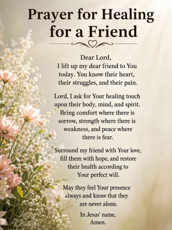 Prayer for Healing for a Friend
