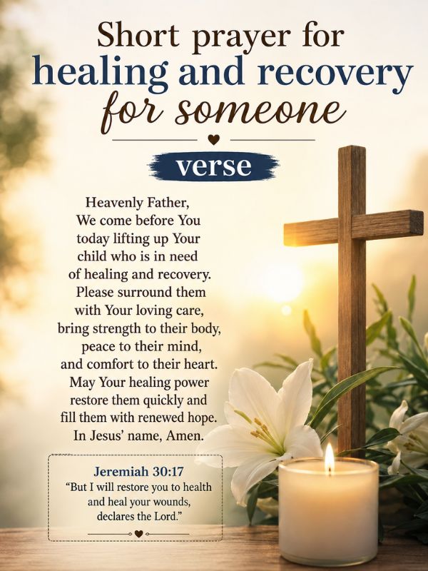 Short prayer for healing and recovery for someone verse