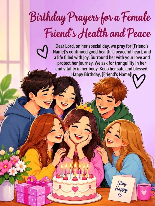 Birthday Prayers for a Female Friend’s Health and Peace